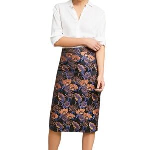 Anthropologie Isla Maude Jardin Jacquard Pencil Skirt- Medium